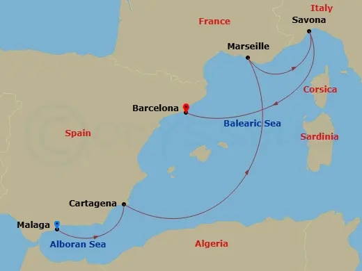 Itinerary schematic diagram