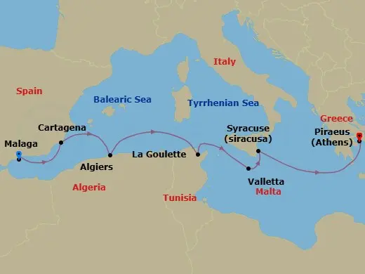 Itinerary schematic diagram