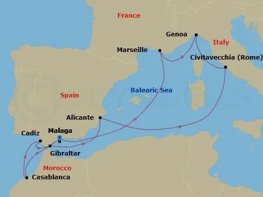 Itinerary schematic diagram