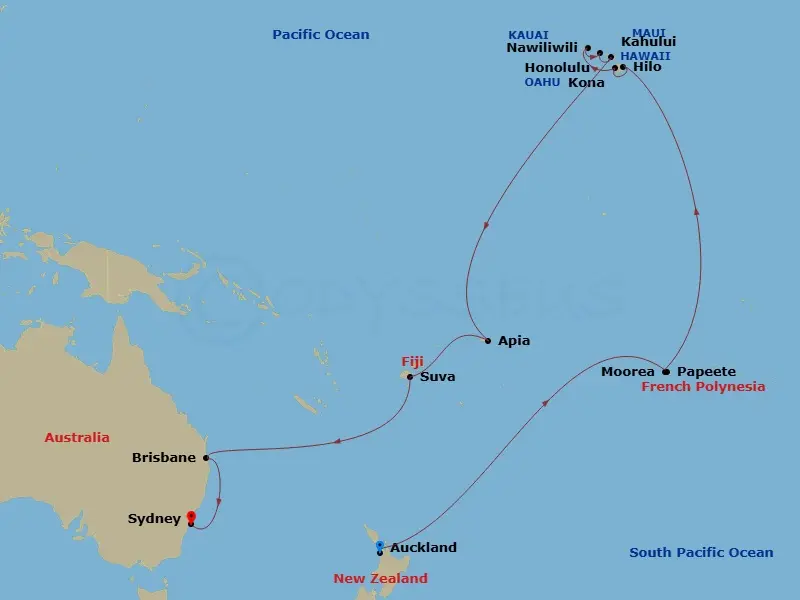 Itinerary schematic diagram