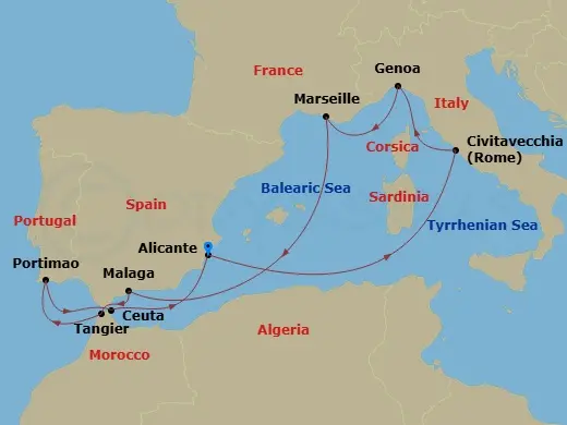 Itinerary schematic diagram