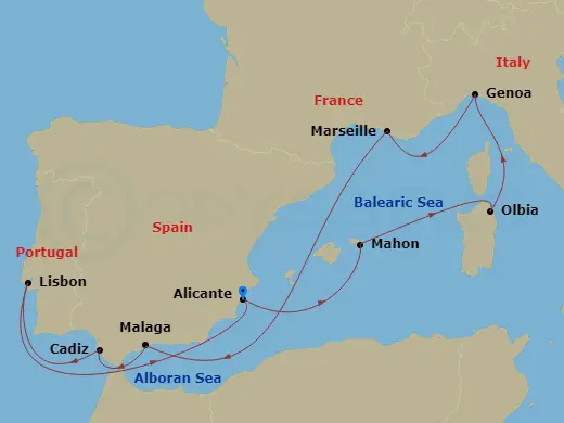 Itinerary schematic diagram