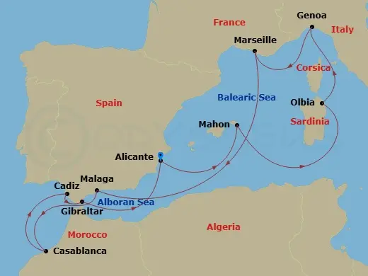 Itinerary schematic diagram