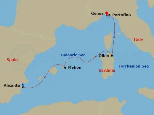 Itinerary schematic diagram