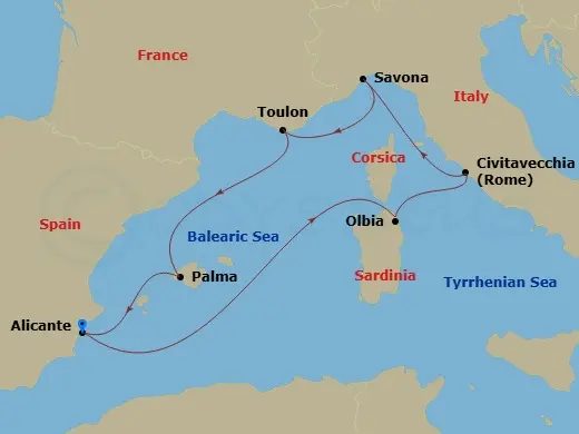 Itinerary schematic diagram