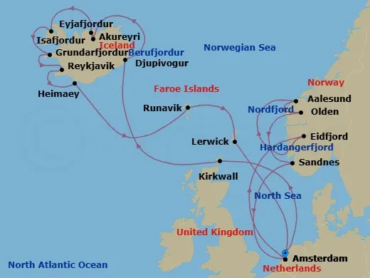 Itinerary schematic diagram