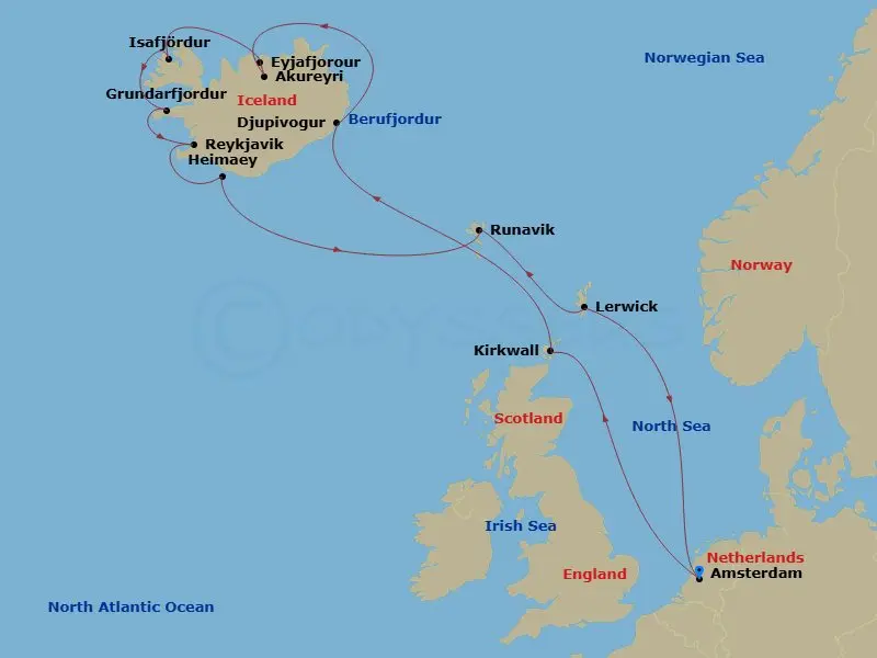 Itinerary schematic diagram