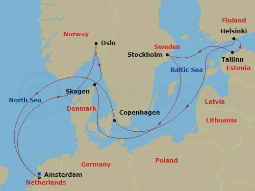 Itinerary schematic diagram
