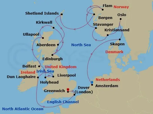 Itinerary schematic diagram