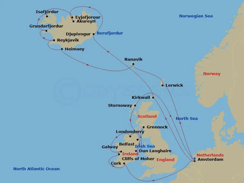 Itinerary schematic diagram