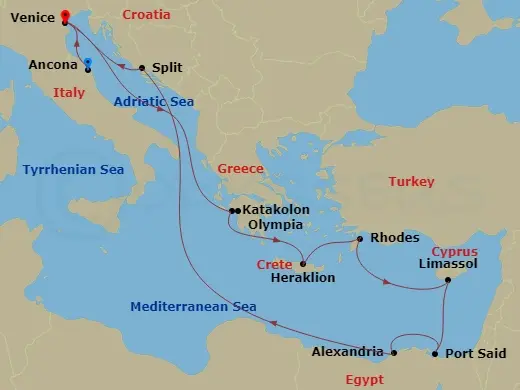 Itinerary schematic diagram