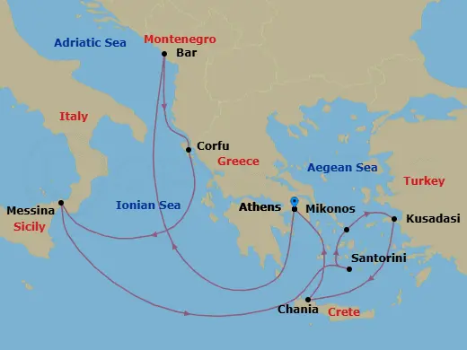 Itinerary schematic diagram