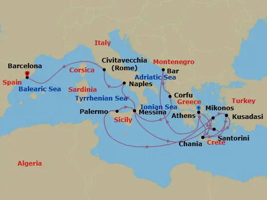 Itinerary schematic diagram
