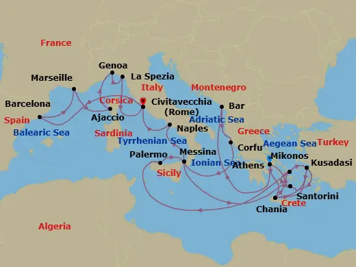 Itinerary schematic diagram