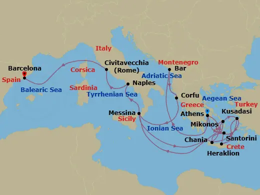 Itinerary schematic diagram