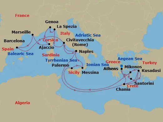 Itinerary schematic diagram