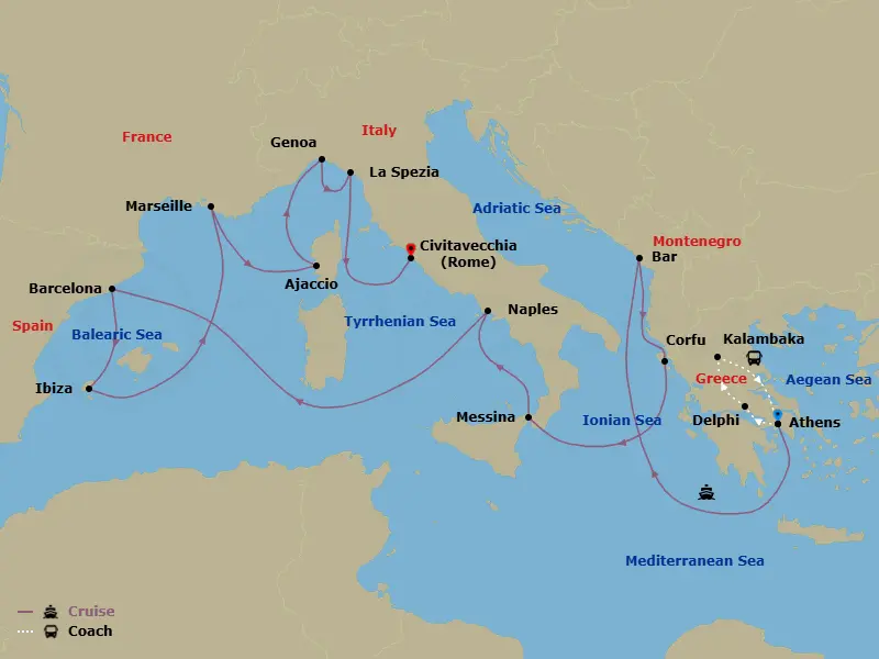 Itinerary schematic diagram