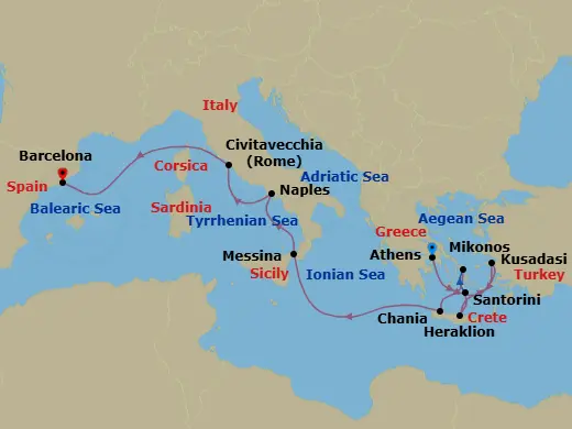 Itinerary schematic diagram