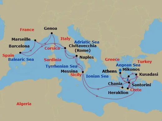 Itinerary schematic diagram
