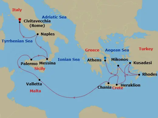 Itinerary schematic diagram