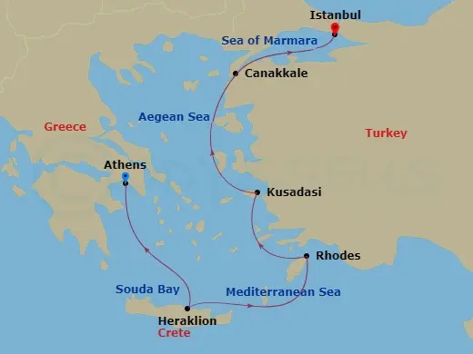Itinerary schematic diagram