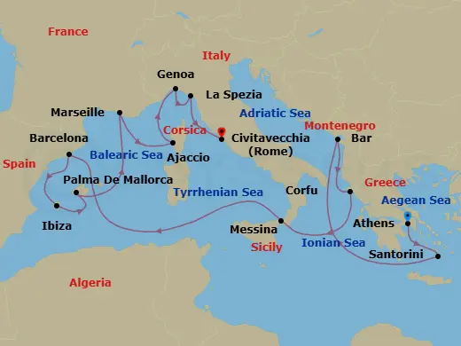 Itinerary schematic diagram