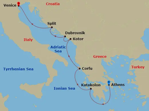 Itinerary schematic diagram