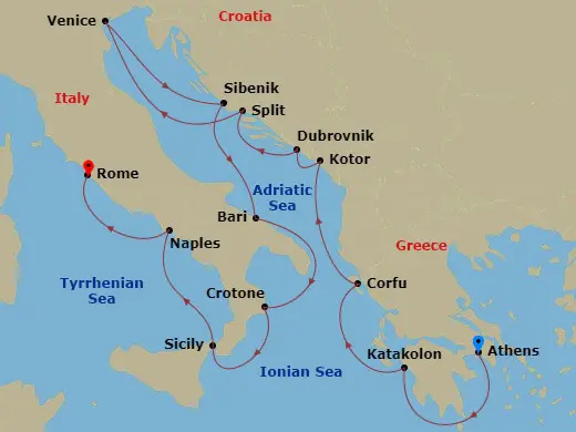 Itinerary schematic diagram