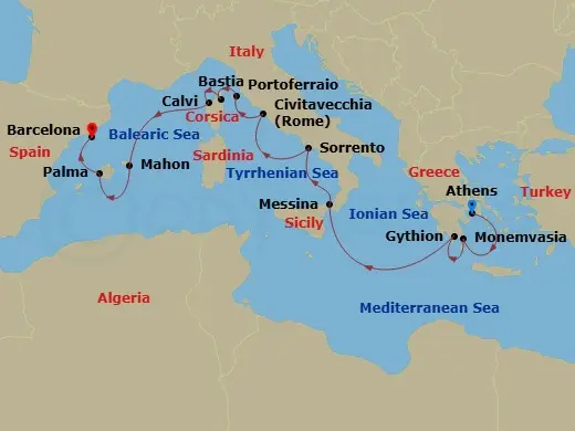 Itinerary schematic diagram