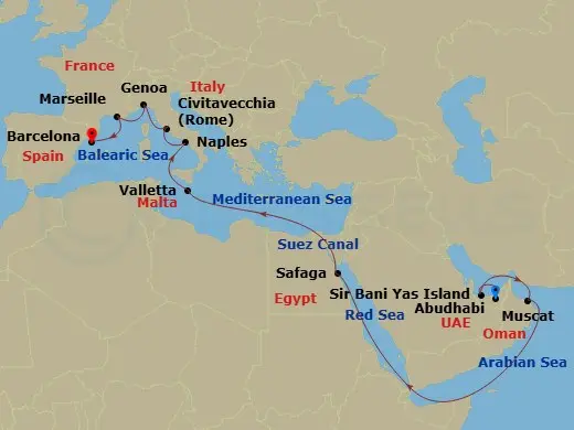 Itinerary schematic diagram