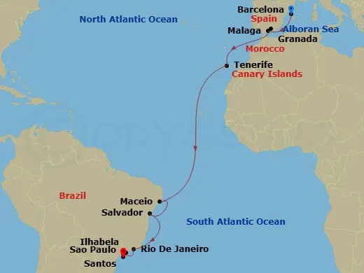 Itinerary schematic diagram