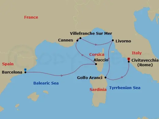 Itinerary schematic diagram