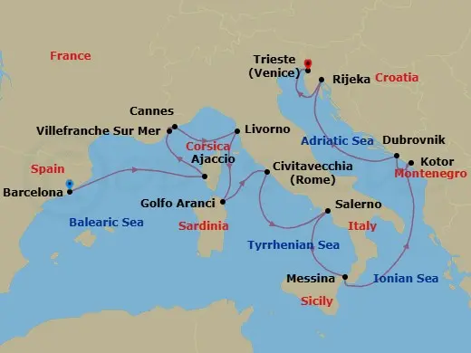Itinerary schematic diagram