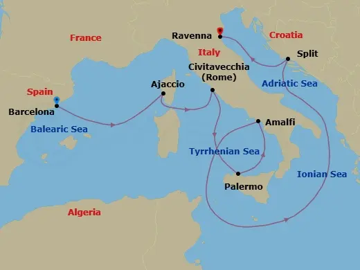 Itinerary schematic diagram