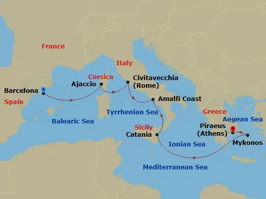 Itinerary schematic diagram