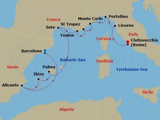 Itinerary schematic diagram