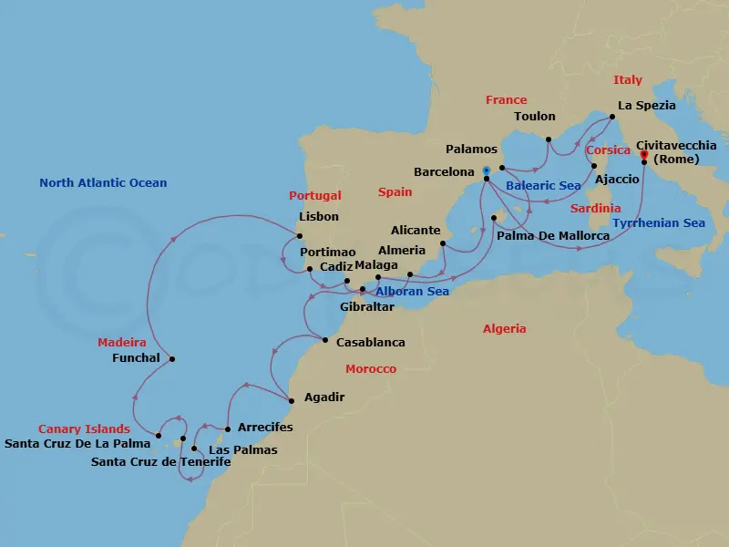 Itinerary schematic diagram