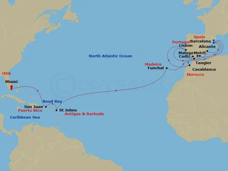 Itinerary schematic diagram