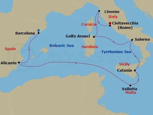 Itinerary schematic diagram
