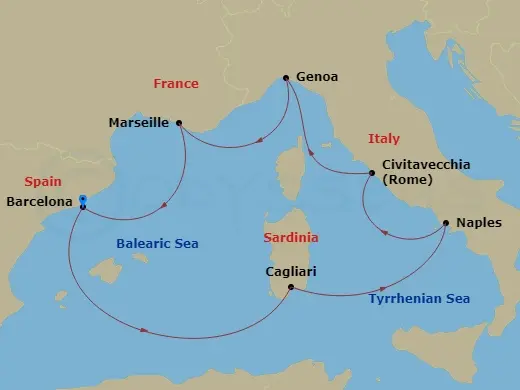 Itinerary schematic diagram