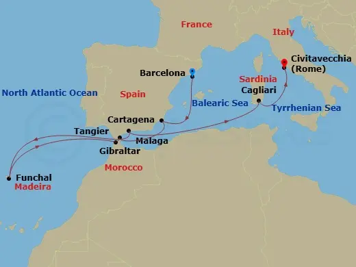 Itinerary schematic diagram
