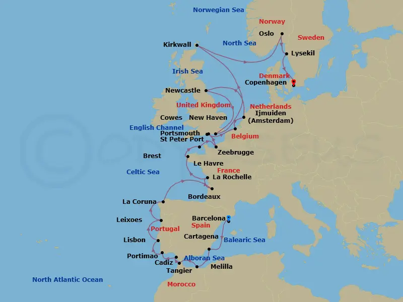 Itinerary schematic diagram