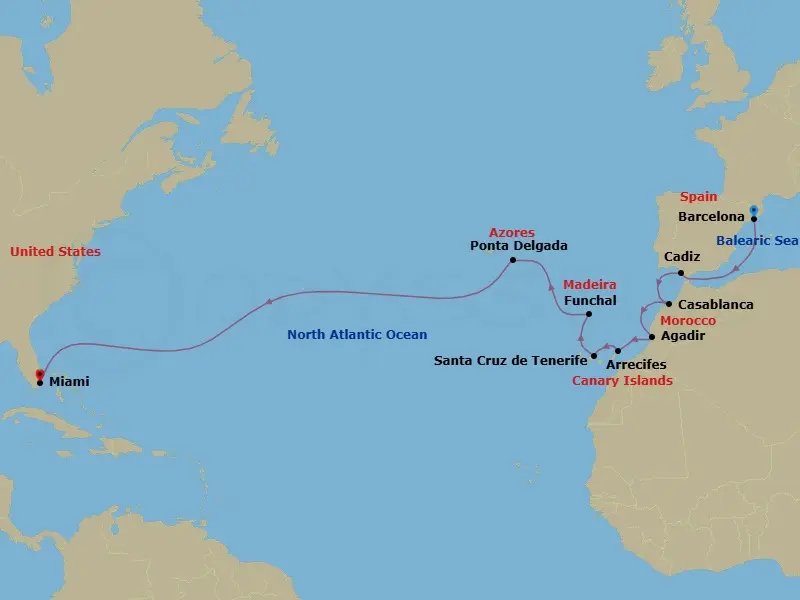 Itinerary schematic diagram