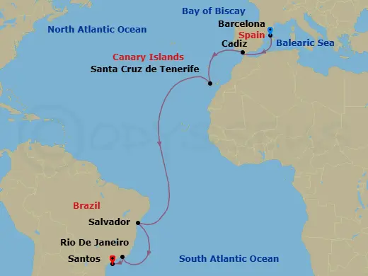 Itinerary schematic diagram