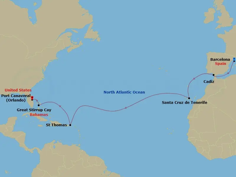 Itinerary schematic diagram