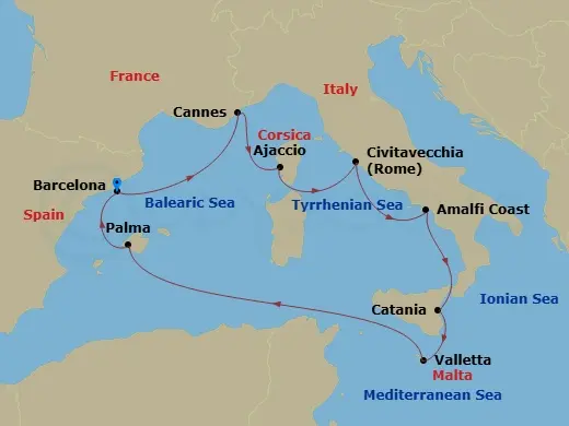 Itinerary schematic diagram