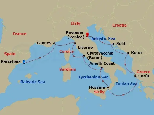 Itinerary schematic diagram