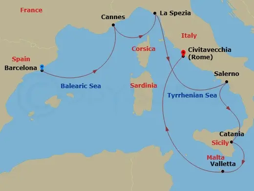 Itinerary schematic diagram