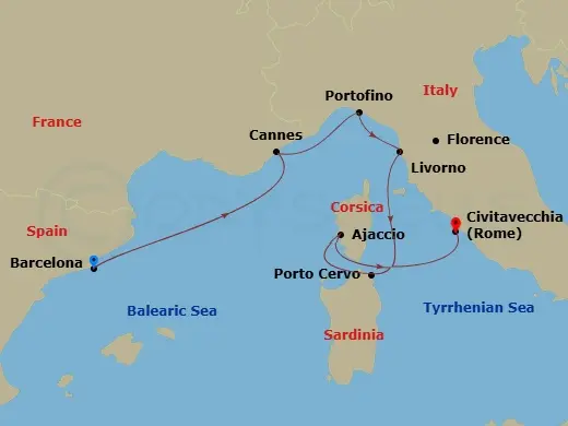 Itinerary schematic diagram