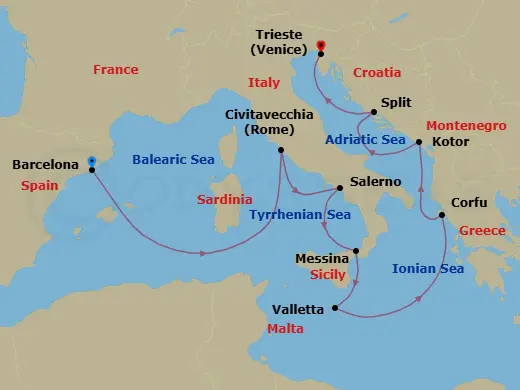 Itinerary schematic diagram